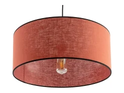 Discount Miliboo Lámpara de techo de lino color ladrillo y rafia 50 cm de diám. TRAVES Naranja