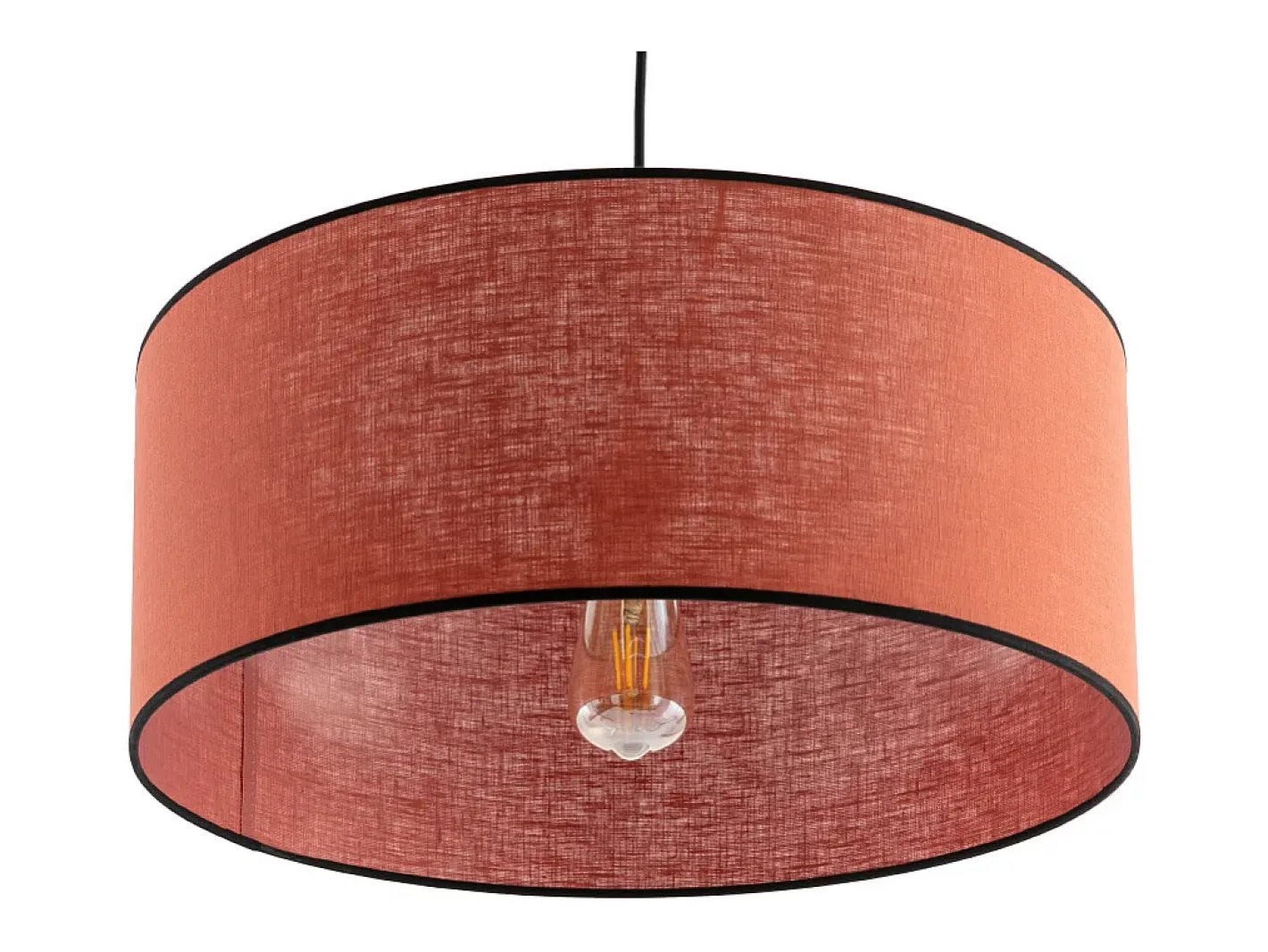 Discount Miliboo Lámpara de techo de lino color ladrillo y rafia 50 cm de diám. TRAVES Naranja