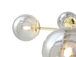 OZAIA Plafón-Lámpara de techo de metal y vidrio ahumado brillante - 5 globos - D. 58,5 x Alt. 21 cm - Dorado - SOFIA Gris / Dorado