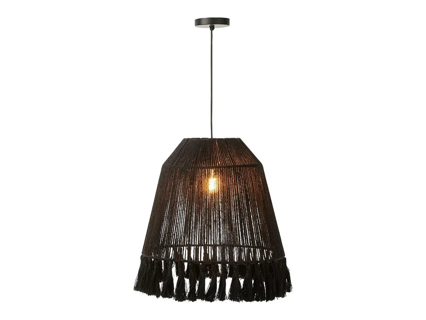 J-Line Plafón-Lámpara de techo de yute 53x53x53 cm Negro