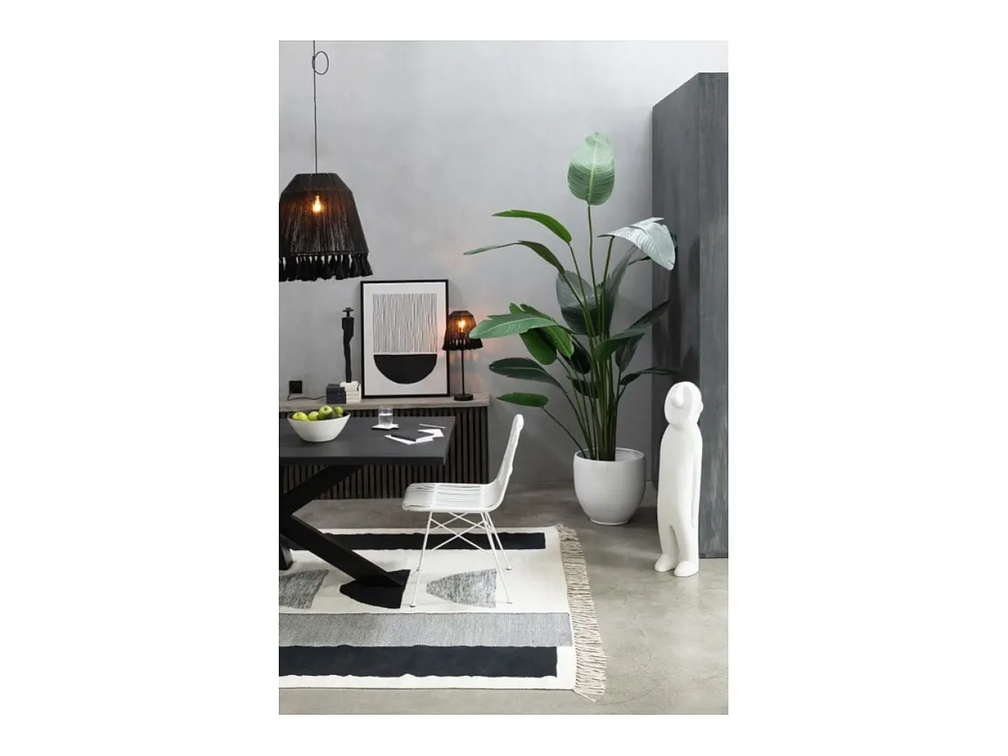 J-Line Plafón-Lámpara de techo de yute 53x53x53 cm Negro