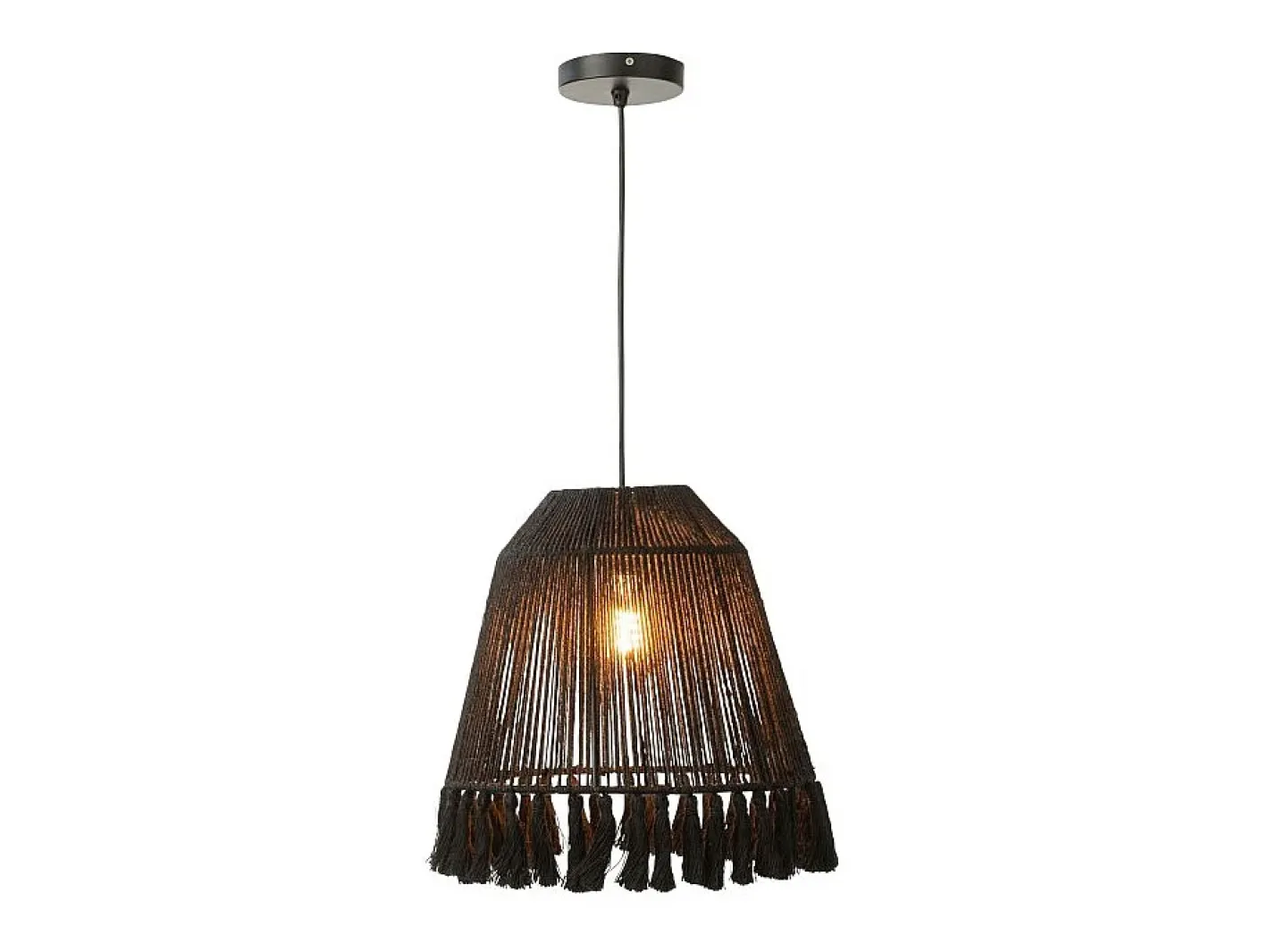 J-Line Lámpara de techo de yute y metal 33x33x40 cm. Negro