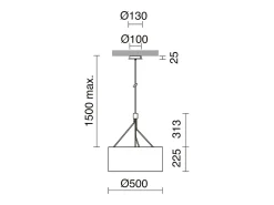 Online Lámpara de techo DIAGONAL estilo moderno - Alt. 150 cm - 3x E27 13W -pantalla sintética ø50 cm - acero y - IP20 - interior Blanco
