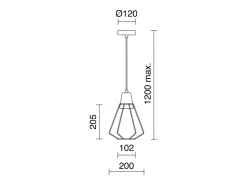 Discount Lámpara de techo ELGA estilo moderno - Alt. 120 cm - E27 60W - acero y madera - - ip20 Negro