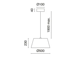 Lámpara de techo FIRENZE estilo clásico y moderno - Alt. 190 cm - cable transparente - Pantalla ø50 cm - E27 60W - IP20 - acero y beige Negro Clearance