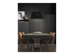 Lámpara de techo FIRENZE estilo clásico y moderno - Alt. 190 cm - cable transparente - Pantalla ø50 cm - E27 60W - IP20 - acero y beige Negro Clearance
