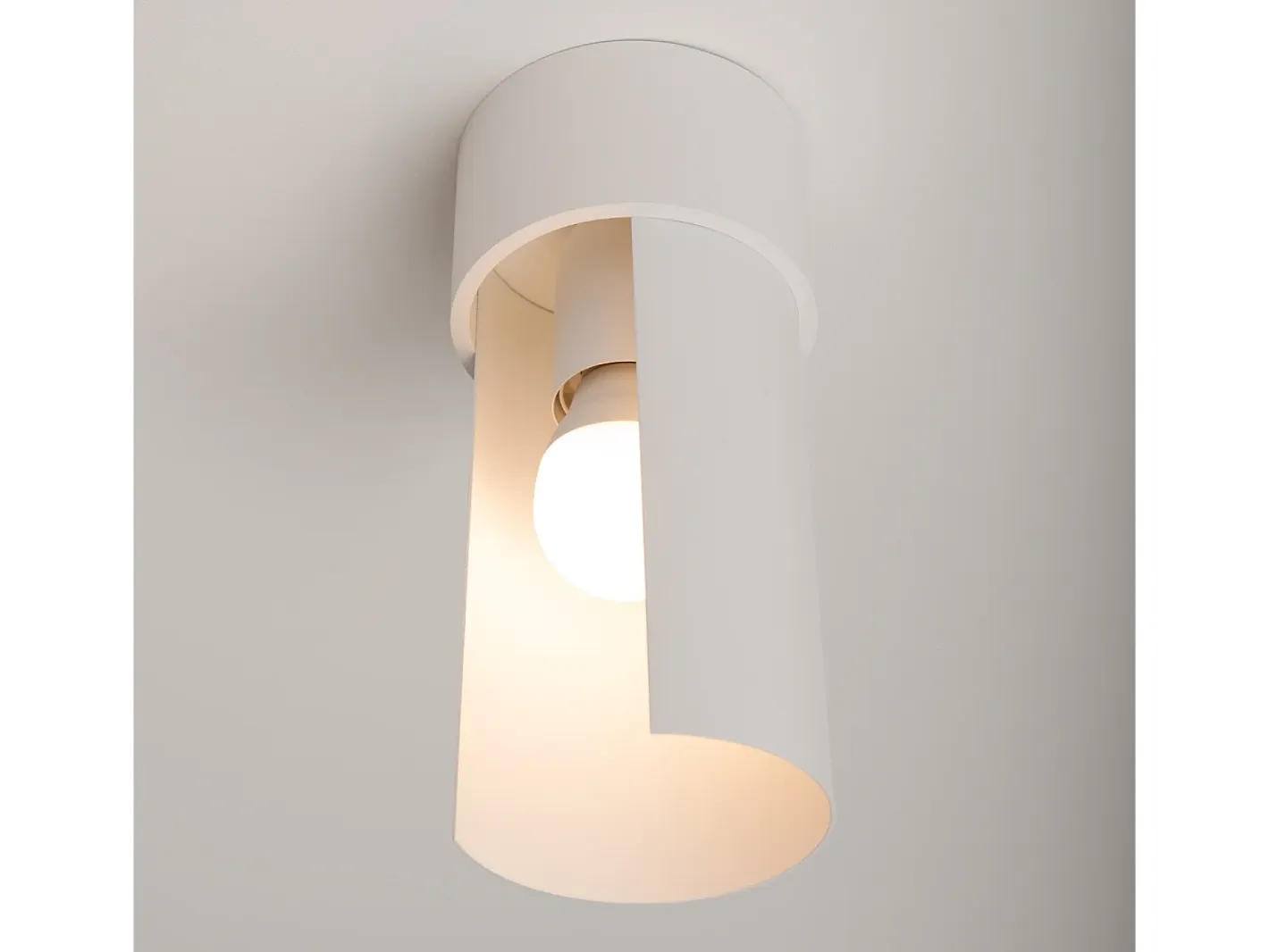 Clearance Sollux Lighting Lámpara De Techo Flash Minimalista De Acero - 1 Fuentes Luminosas - L.10 X A.21 Cm - Blanco