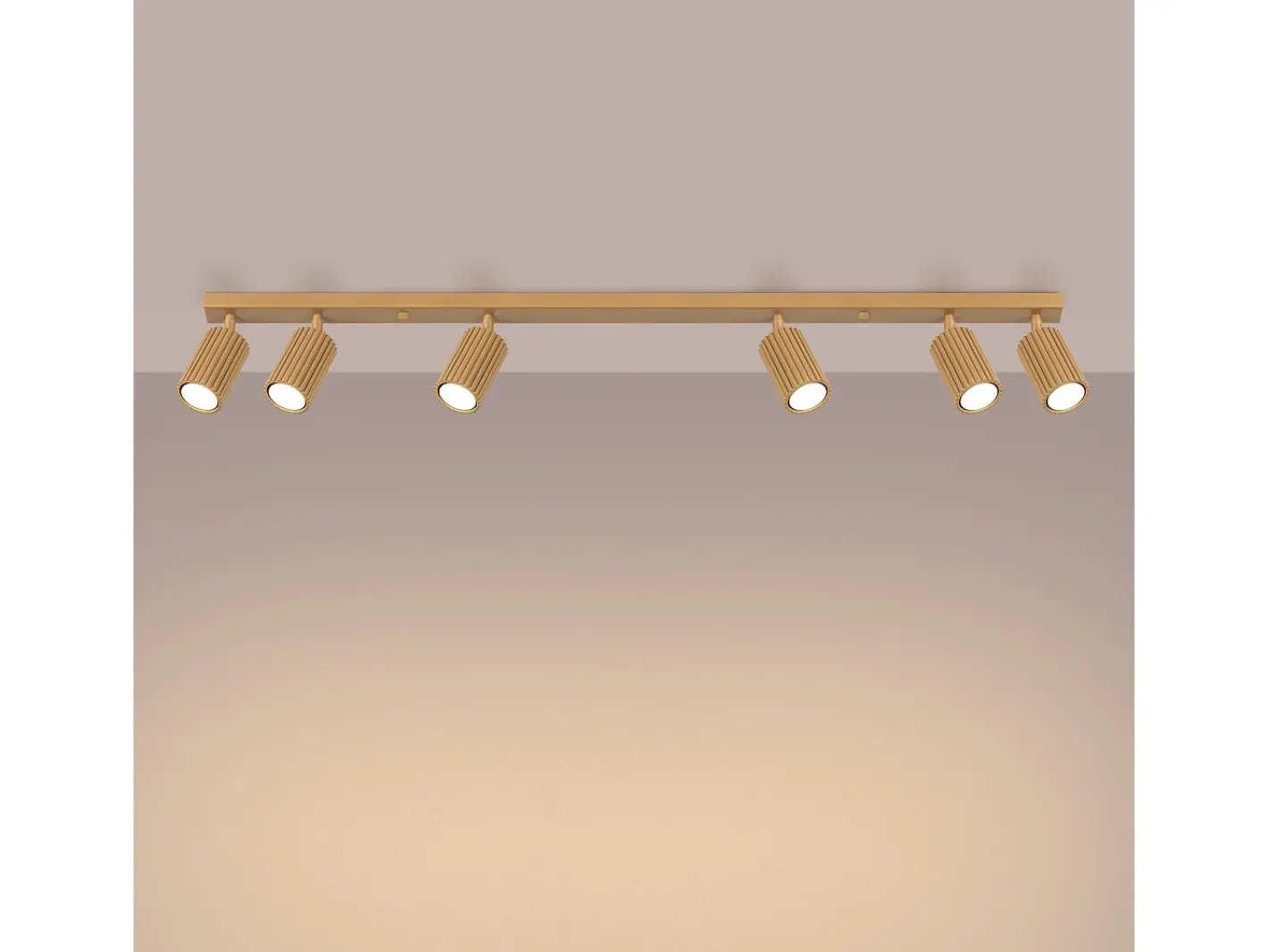 Sollux Lighting Lámpara de techo Gloow minimalista de aluminio - 6 fuentes luminosas 4000K - L.117 x A.16,5 cm - Dorado Hot