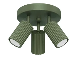 Hot Sollux Lighting Lámpara de techo Gloow minimalista de aluminio - 3 fuentes luminosas 3000K - L.19,5 x A.18 cm - oliva Verde