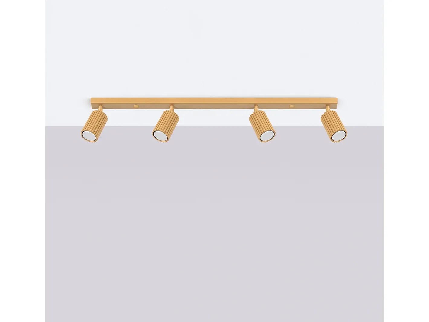 Sollux Lighting Plafón-Lámpara de techo Gloow minimalista de aluminio - 4 fuentes luminosas 3000K - L.81 x A.16,5 cm - Dorado