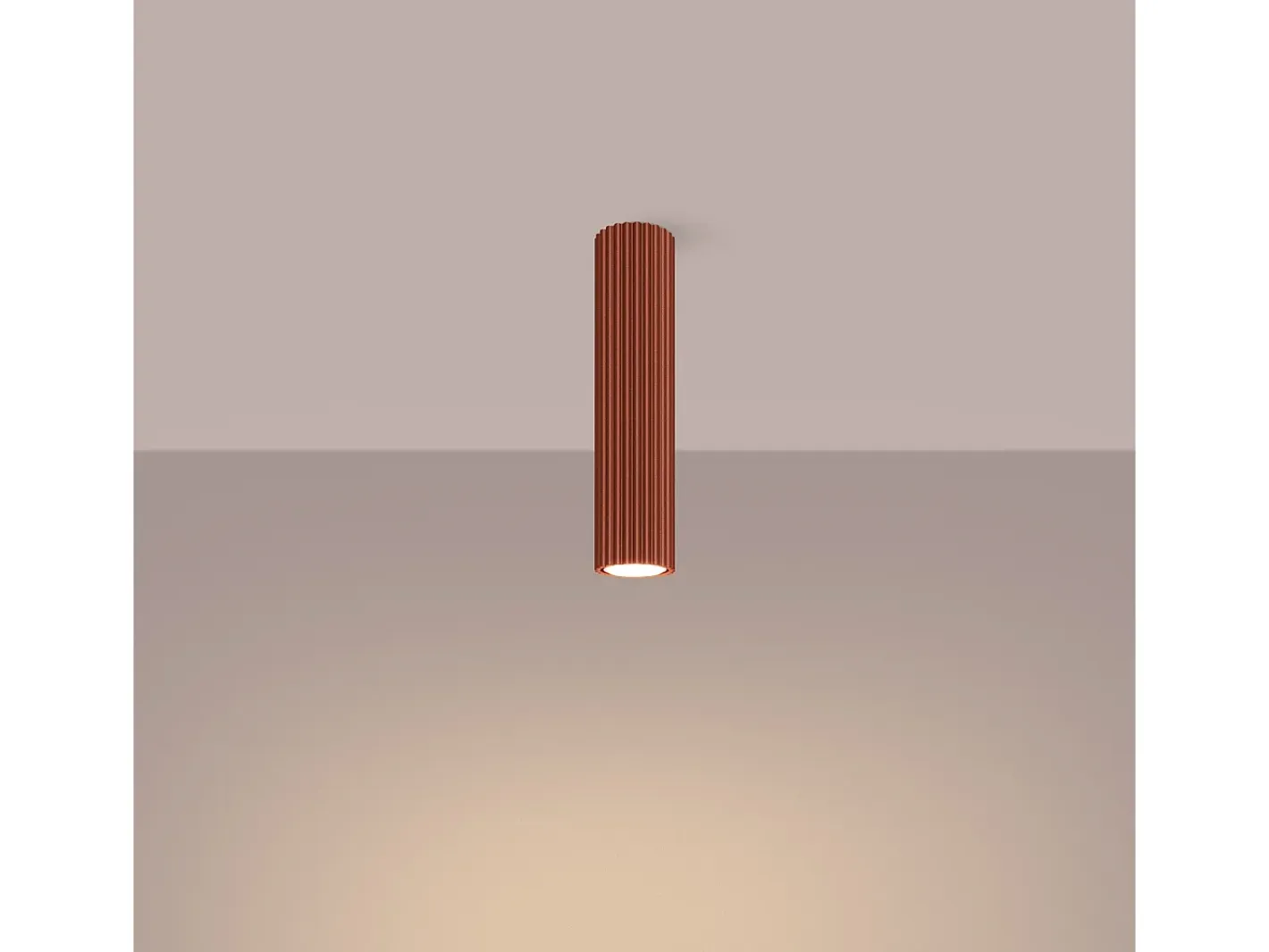 Sollux Lighting Plafón-Lámpara de techo Gloow minimalista de aluminio - 1 fuentes luminosas 4000K - L.6,5 x A.30 cm - ocre Rojo