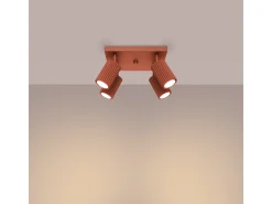 Sollux Lighting Lámpara de techo Gloow minimalista de aluminio - 4 fuentes luminosas 4000K - L.25 x A.16,5 cm - ocre Rojo Discount