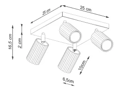 Sollux Lighting Lámpara de techo Gloow minimalista de aluminio - 4 fuentes luminosas 4000K - L.25 x A.16,5 cm - ocre Rojo Discount