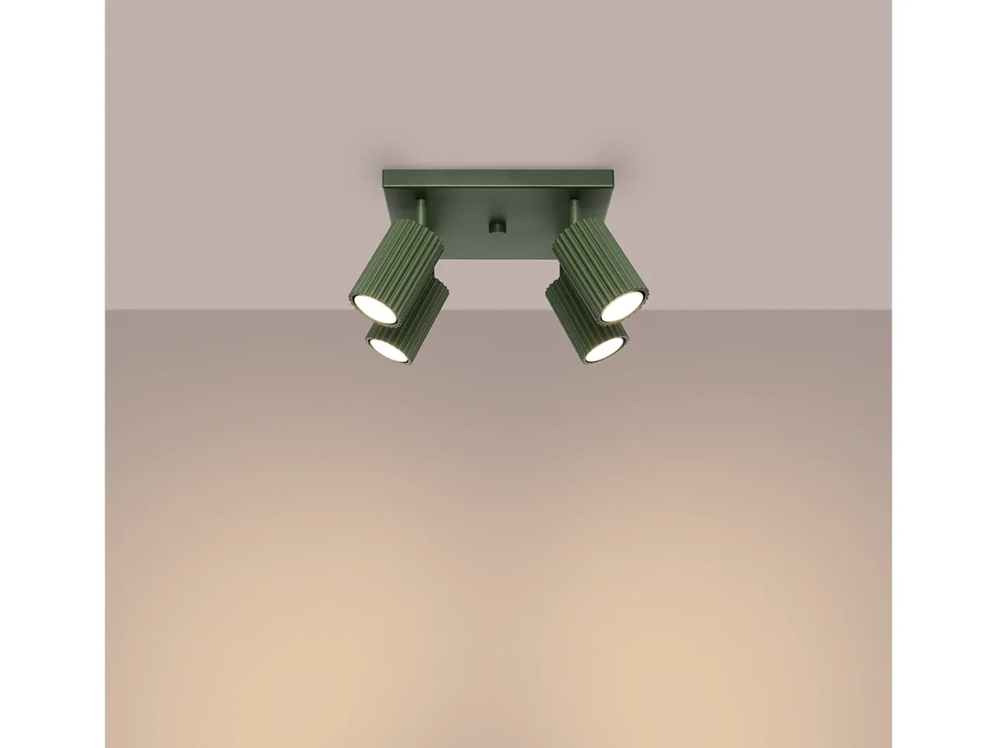 Online Sollux Lighting Lámpara de techo Gloow minimalista de aluminio - 4 fuentes luminosas 4000K - L.25 x A.16,5 cm - oliva Verde