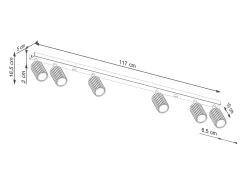 Clearance Sollux Lighting Lámpara de techo Gloow minimalista de aluminio - 6 fuentes luminosas 3000K - L.117 x A.16,5 cm - Beige