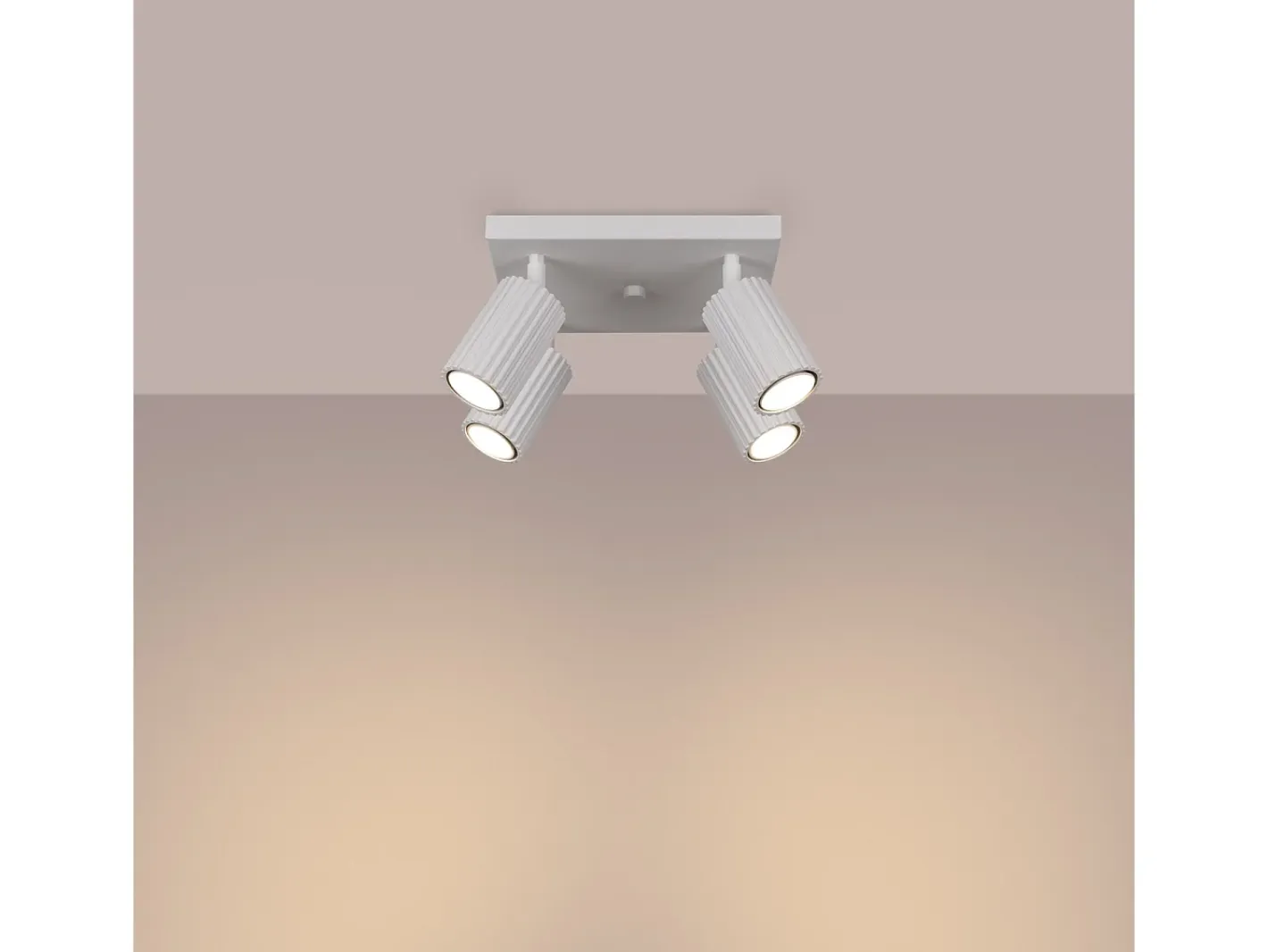 Sollux Lighting Plafón-Lámpara de techo Gloow minimalista de aluminio - 4 fuentes luminosas 4000K - L.25 x A.16,5 cm - Blanco