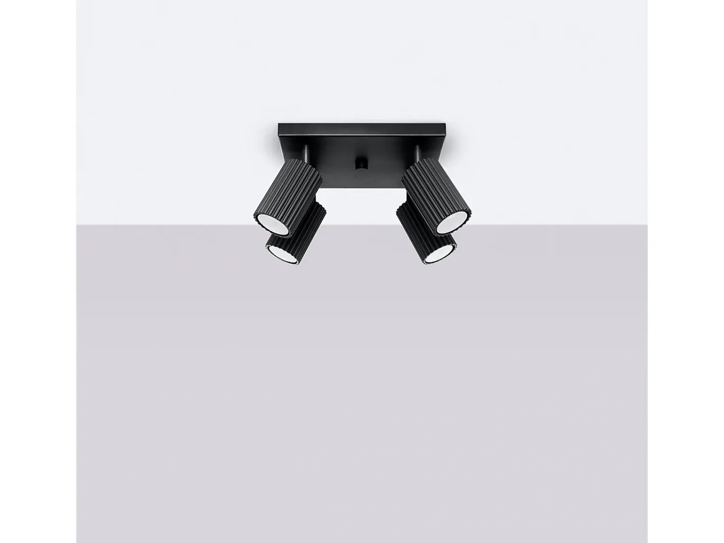 Sale Sollux Lighting Lámpara de techo Gloow minimalista de aluminio - 4 fuentes luminosas 3000K - L.25 x A.16,5 cm - Negro
