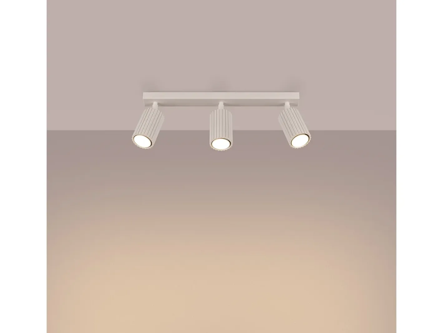 New Sollux Lighting Lámpara de techo Gloow minimalista de aluminio - 3 fuentes luminosas 4000K - L.45 x A.16,5 cm - Beige