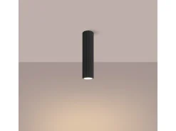 Sollux Lighting Plafón-Lámpara de techo Gloow minimalista de aluminio - 1 fuentes luminosas 4000K - L.6,5 x A.30 cm - Negro