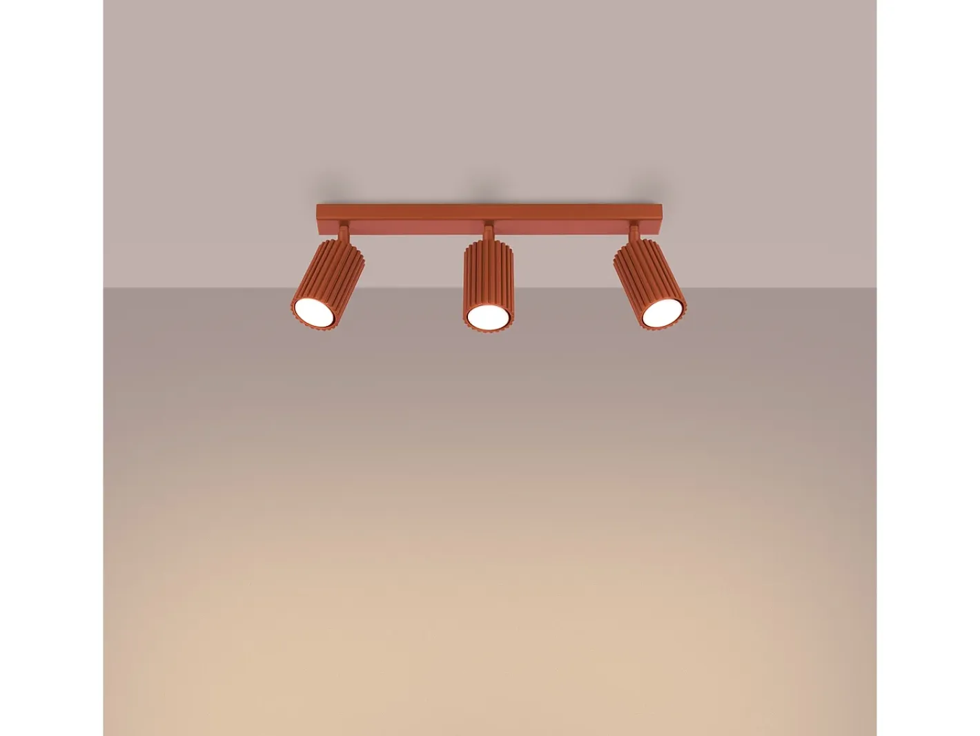 Sollux Lighting Plafón-Lámpara de techo Gloow minimalista de aluminio - 3 fuentes luminosas 4000K - L.45 x A.16,5 cm - ocre Rojo