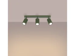New Sollux Lighting Lámpara de techo Gloow minimalista de aluminio - 3 fuentes luminosas 4000K - L.45 x A.16,5 cm - oliva Verde
