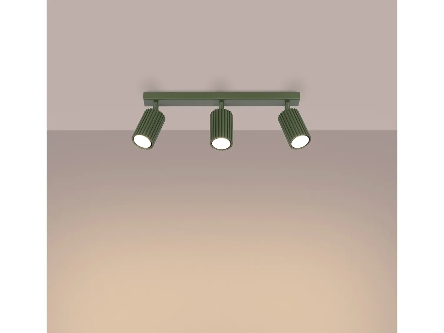 New Sollux Lighting Lámpara de techo Gloow minimalista de aluminio - 3 fuentes luminosas 4000K - L.45 x A.16,5 cm - oliva Verde