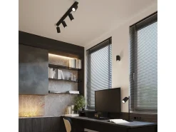 Sollux Lighting Plafón-Lámpara de techo Gloow minimalista de aluminio - 4 fuentes luminosas 3000K - L.81 x A.16,5 cm - Negro