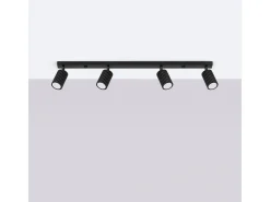 Sollux Lighting Plafón-Lámpara de techo Gloow minimalista de aluminio - 4 fuentes luminosas 3000K - L.81 x A.16,5 cm - Negro