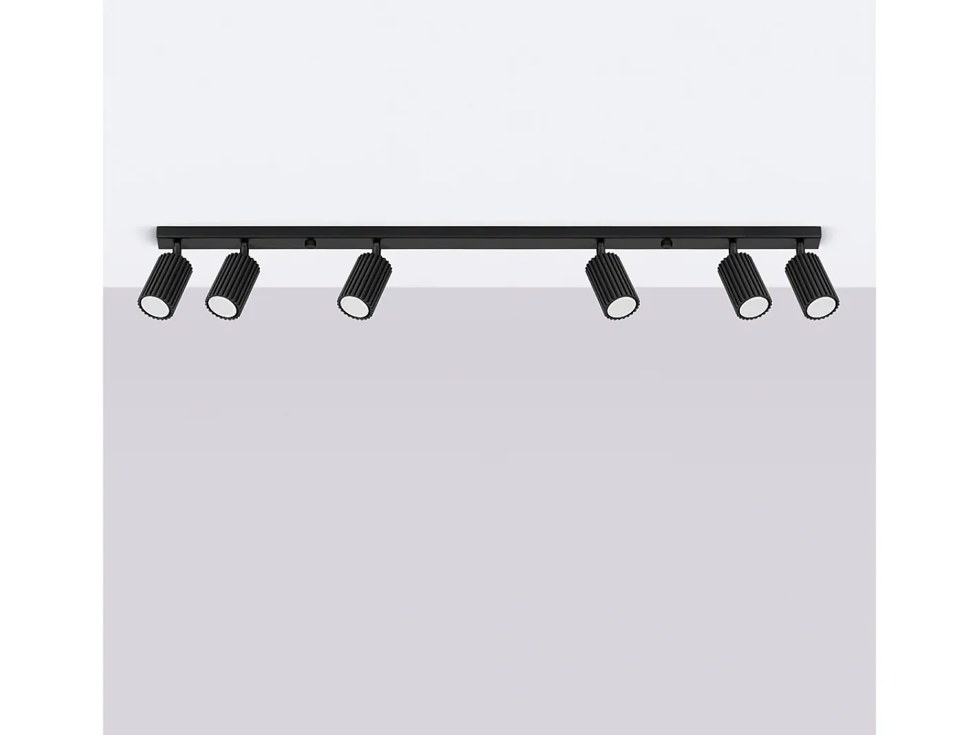 Sollux Lighting Plafón-Lámpara de techo Gloow minimalista de aluminio - 6 fuentes luminosas 3000K - L.117 x A.16,5 cm - Negro