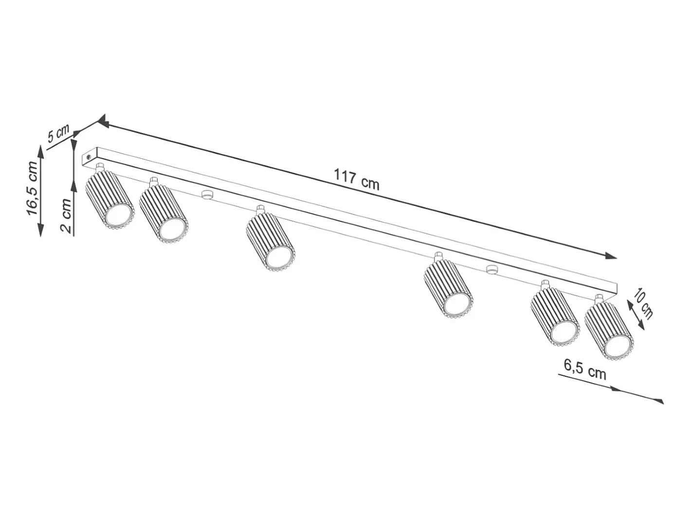 Sollux Lighting Plafón-Lámpara de techo Gloow minimalista de aluminio - 6 fuentes luminosas 4000K - L.117 x A.16,5 cm - ocre Rojo