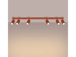Sollux Lighting Plafón-Lámpara de techo Gloow minimalista de aluminio - 6 fuentes luminosas 4000K - L.117 x A.16,5 cm - ocre Rojo