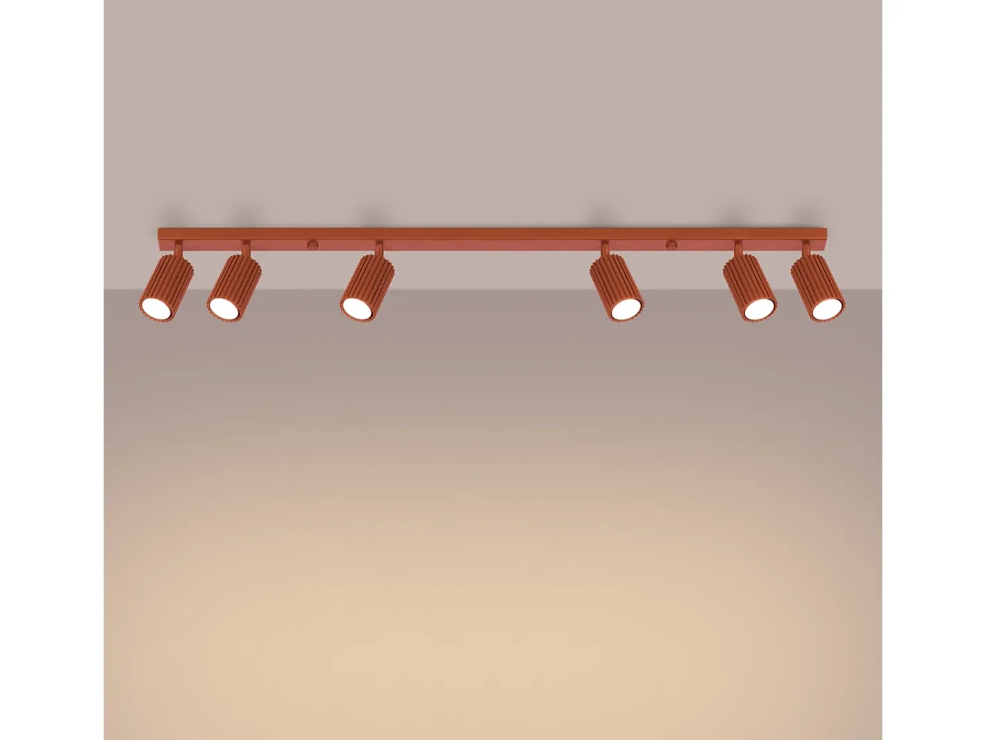 Sollux Lighting Plafón-Lámpara de techo Gloow minimalista de aluminio - 6 fuentes luminosas 4000K - L.117 x A.16,5 cm - ocre Rojo