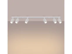 Sollux Lighting Plafón-Lámpara de techo Gloow minimalista de aluminio - 6 fuentes luminosas 4000K - L.117 x A.16,5 cm - Blanco