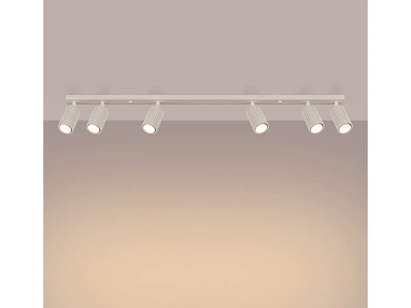 Sollux Lighting Plafón-Lámpara de techo Gloow minimalista de aluminio - 6 fuentes luminosas 4000K - L.117 x A.16,5 cm - Beige