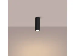 Sollux Lighting Plafón-Lámpara de techo Gloow minimalista de aluminio - 1 fuentes luminosas 4000K - L.6,5 x A.20 cm - Negro
