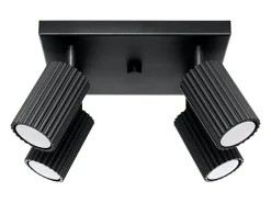 Sollux Lighting Plafón-Lámpara de techo Gloow minimalista de aluminio - 4 fuentes luminosas 4000K - L.25 x A.16,5 cm - Negro