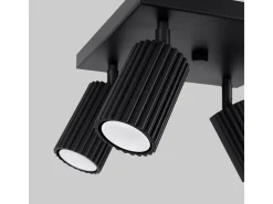 Sollux Lighting Plafón-Lámpara de techo Gloow minimalista de aluminio - 4 fuentes luminosas 4000K - L.25 x A.16,5 cm - Negro