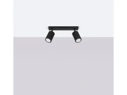 Sollux Lighting Lámpara de techo Gloow minimalista de aluminio - 2 fuentes luminosas 3000K - L.30 x A.16,5 cm - Negro Best