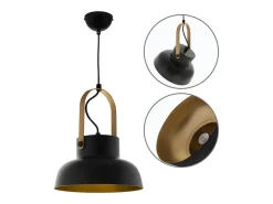 Lámpara Suspendida-Lámpara de techo Guimar Lumit 40W altura regulable /oro Ø23 cm Negro