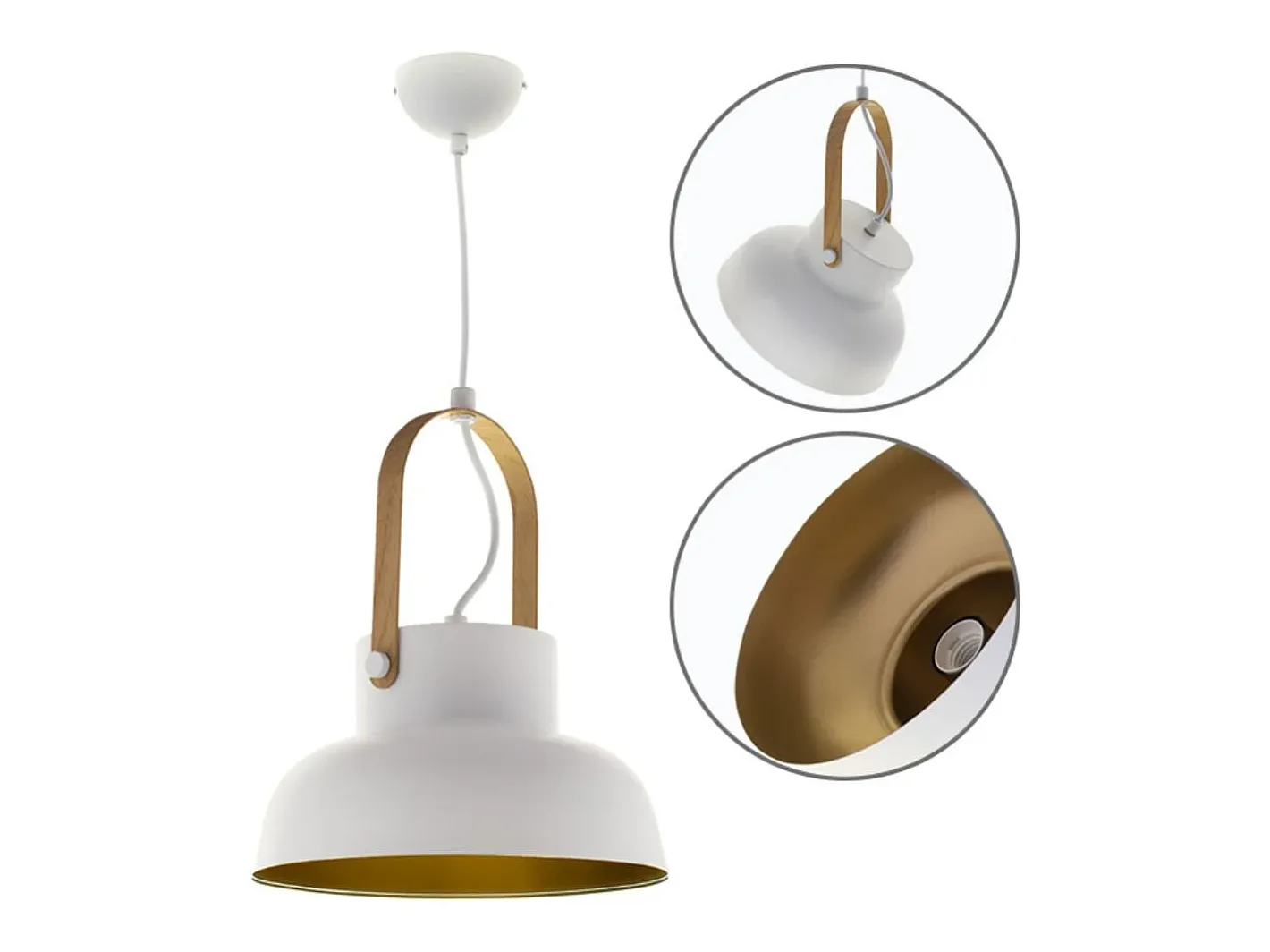 Outlet Lámpara de techo Guimar Lumit 40W altura regulable /oro Ø23 cm Blanco