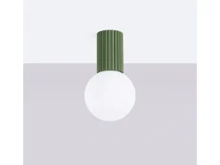 Clearance Sollux Lighting Lámpara De Techo Halo Moderno De Aluminio/Vidrio - 1 Fuentes Luminosas - L.12 X A.21 Cm - Oliva Verde