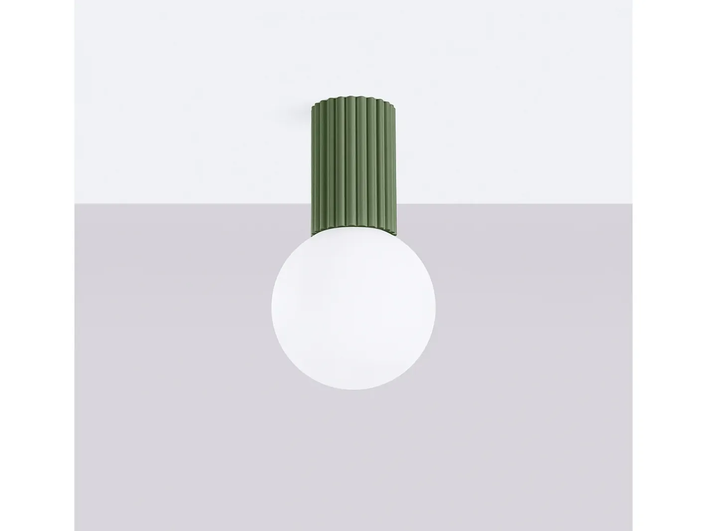 Clearance Sollux Lighting Lámpara De Techo Halo Moderno De Aluminio/Vidrio - 1 Fuentes Luminosas - L.12 X A.21 Cm - Oliva Verde