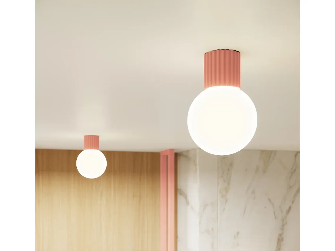 Clearance Sollux Lighting Lámpara De Techo Halo Moderno De Aluminio/Vidrio - 1 Fuentes Luminosas - L.12 X A.21 Cm - Durazno Rosa