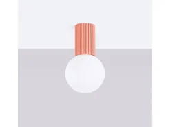 Clearance Sollux Lighting Lámpara De Techo Halo Moderno De Aluminio/Vidrio - 1 Fuentes Luminosas - L.12 X A.21 Cm - Durazno Rosa