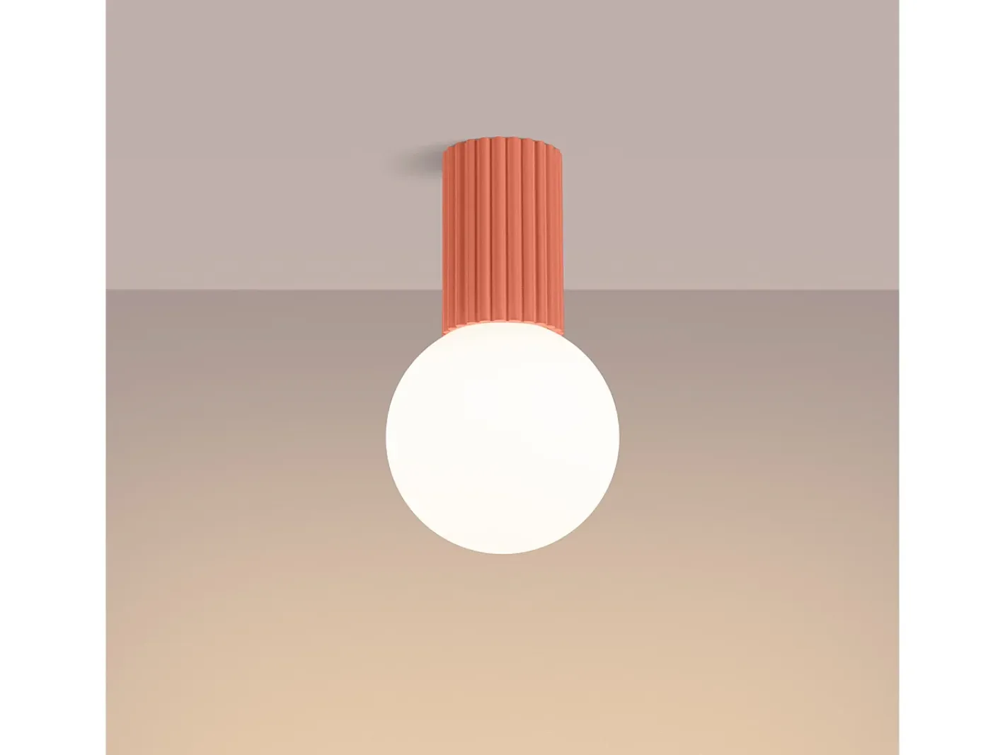 Clearance Sollux Lighting Lámpara De Techo Halo Moderno De Aluminio/Vidrio - 1 Fuentes Luminosas - L.12 X A.21 Cm - Durazno Rosa