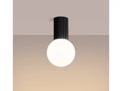 Sollux Lighting Lámpara De Techo Halo Moderno De Aluminio/Vidrio - 1 Fuentes Luminosas - L.12 X A.21 Cm - Negro Best