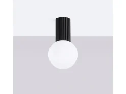 Sollux Lighting Lámpara De Techo Halo Moderno De Aluminio/Vidrio - 1 Fuentes Luminosas - L.12 X A.21 Cm - Negro Best