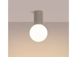 Sollux Lighting Plafón-Lámpara De Techo Halo Moderno De Aluminio/Vidrio - 1 Fuentes Luminosas - L.12 X A.21 Cm - Gris Pardo Marru00f3n