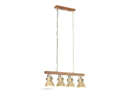 Lámpara de techo industrial madera de mango latón E27 ES222470 Marru00f3n Discount