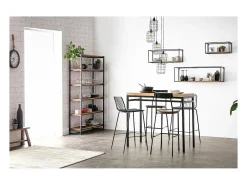 Miliboo Plafón-Lámpara de techo industrial de metal LOFT con 5 lámparas multinivel Gris
